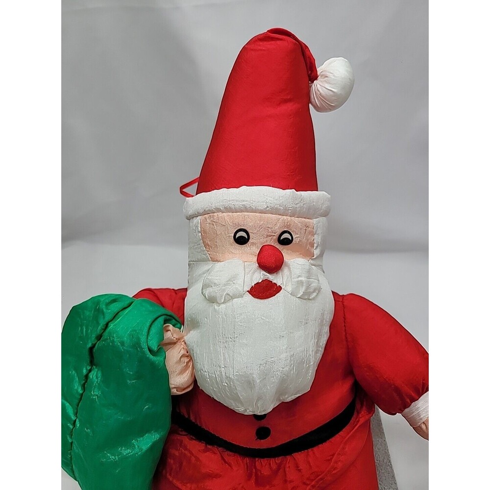 Vintage  Santa Claus Plush Toy Nylon Parachute Sitting 15” International Silver